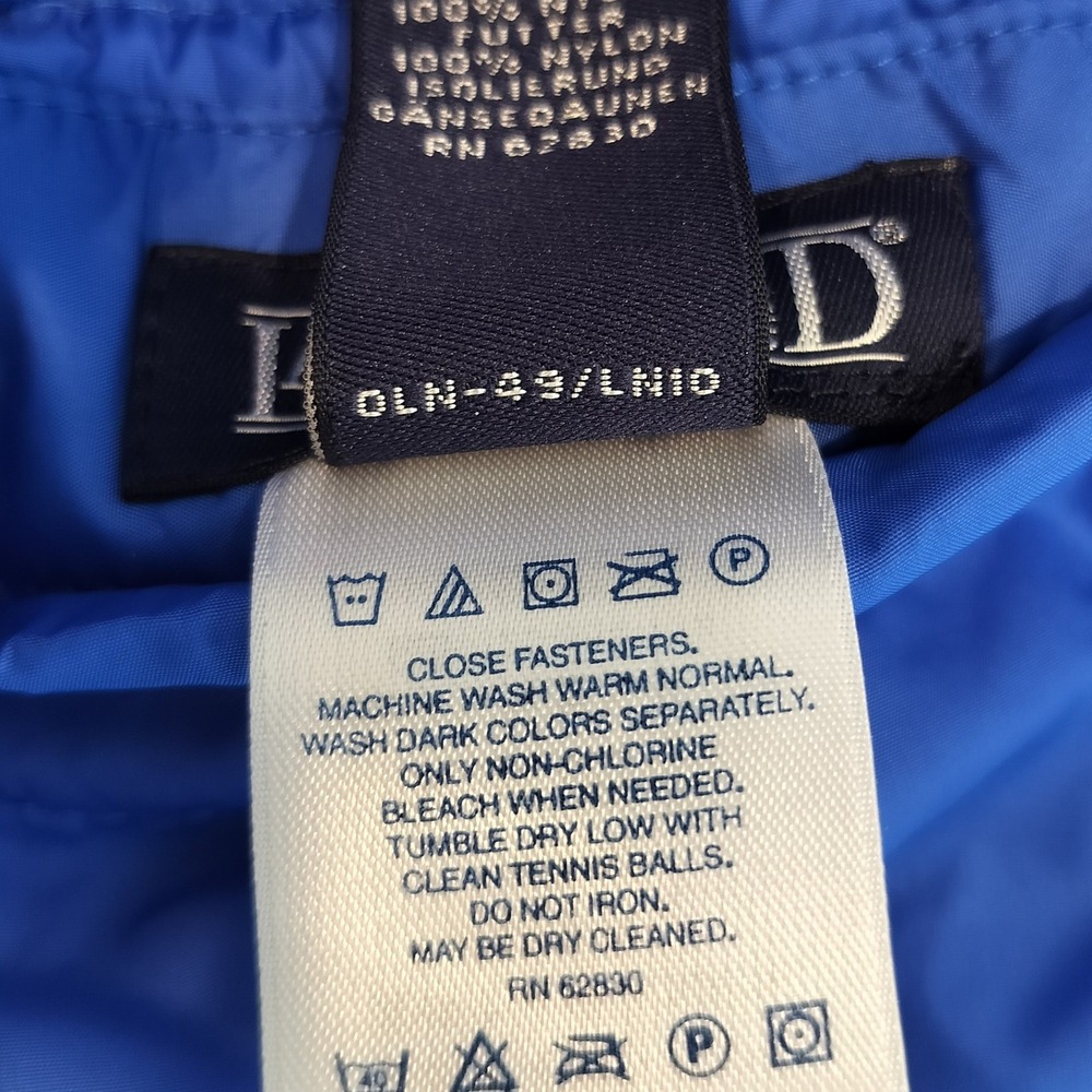 Lands End Reversible Down Puffer Jacket Womens Large 14-16 Petite Blue Black - Picture 11 of 11
